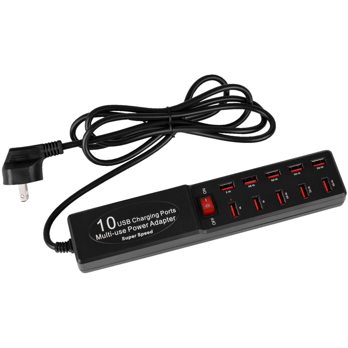 USB Power Strip Charging Station 10 Ports 6 Amps